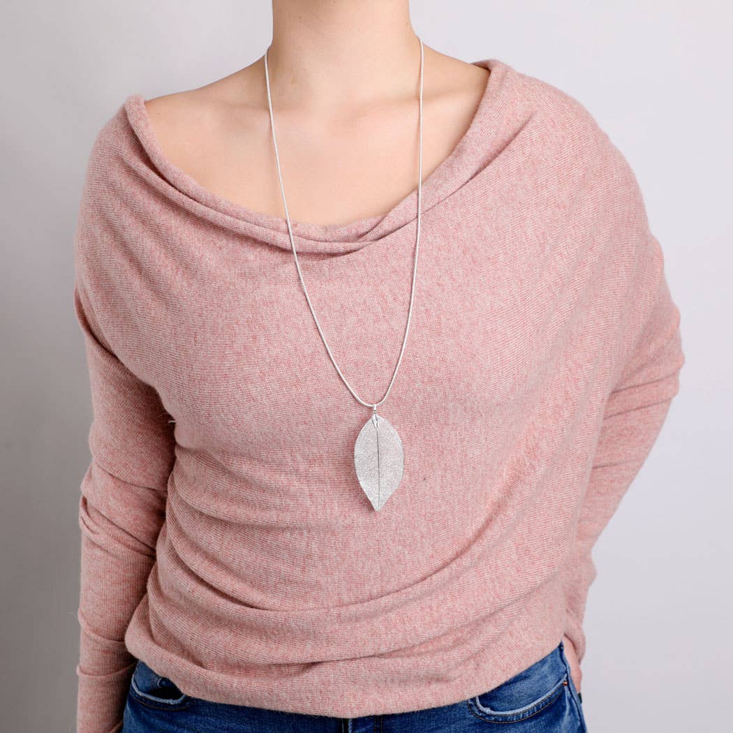 Lovethelinks Ltd - Real Leaf Necklace: No Thank You / Silver