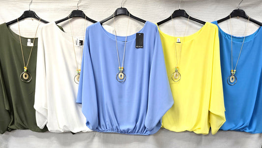 Kurt Muller - Emma Necklace Bubble Hem Lined Blouse: Khaki green