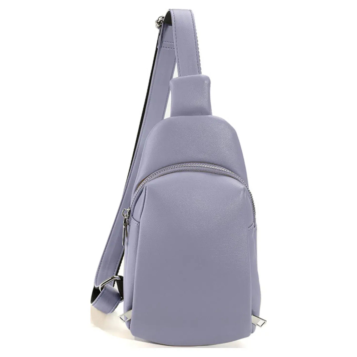 Soft Medium Size 2 Zips Side Pockets Sling Bag Chest Bag: Black