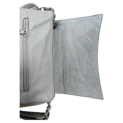 Superbia - Super Soft Silver-toned Flap Over Shoulder Bag Messenger Bag: Black