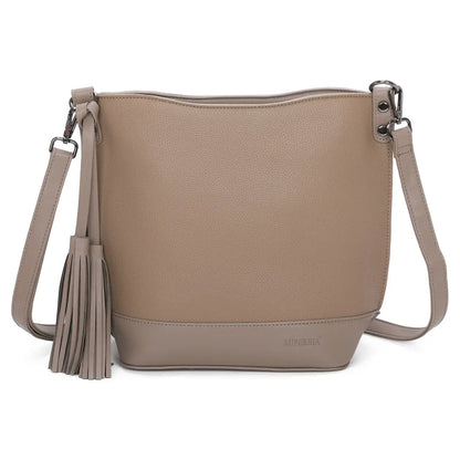Medium Size Classic Shoulder Bag Cross Body Bag with Tassel: Navy