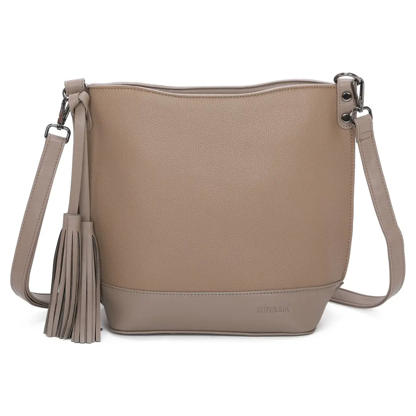 Superbia - Medium Size Classic Shoulder Bag Cross Body Bag with Tassel: Mustard