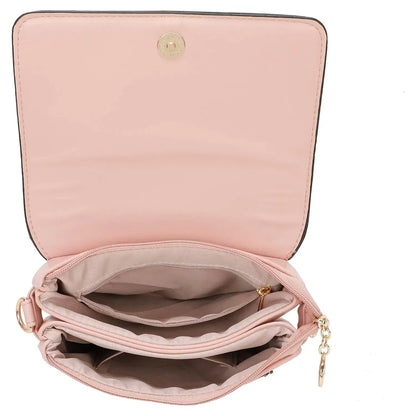 Small 3 Compartment Cross Body Bag Shoulder Bag- Cream