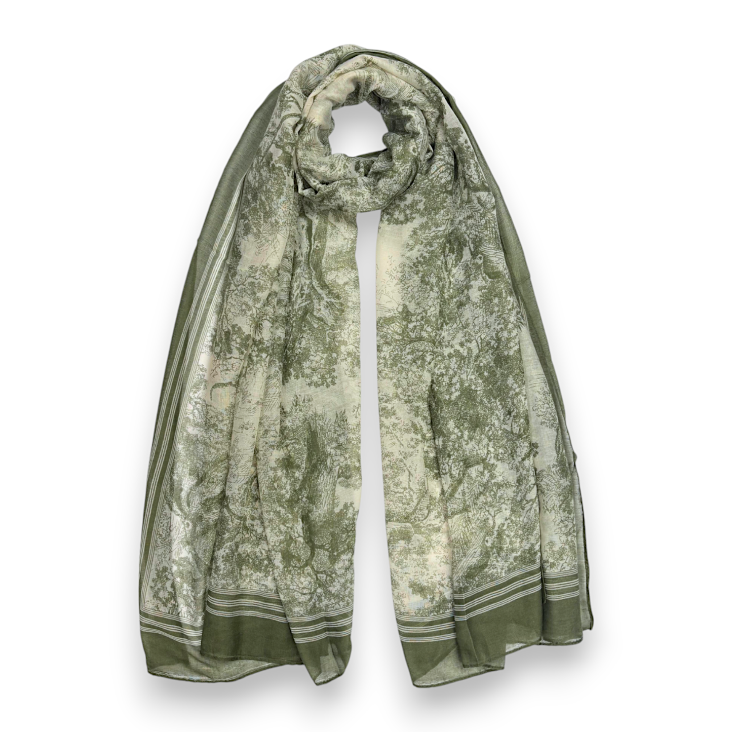 Lili Scarves - Summer Forest Print Scarf: Navy