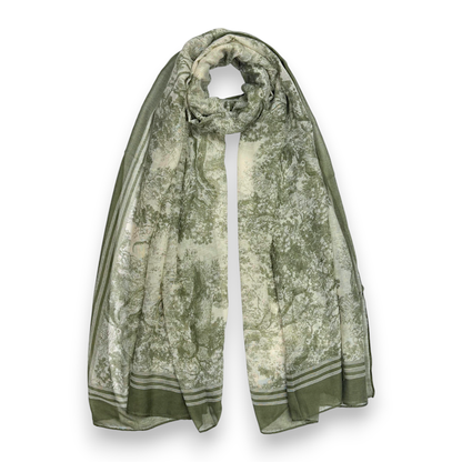 Lili Scarves - Summer Forest Print Scarf: Navy