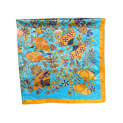 Lili Scarves - Butterfly Pattern Silk Touch Square Scarf: Navy