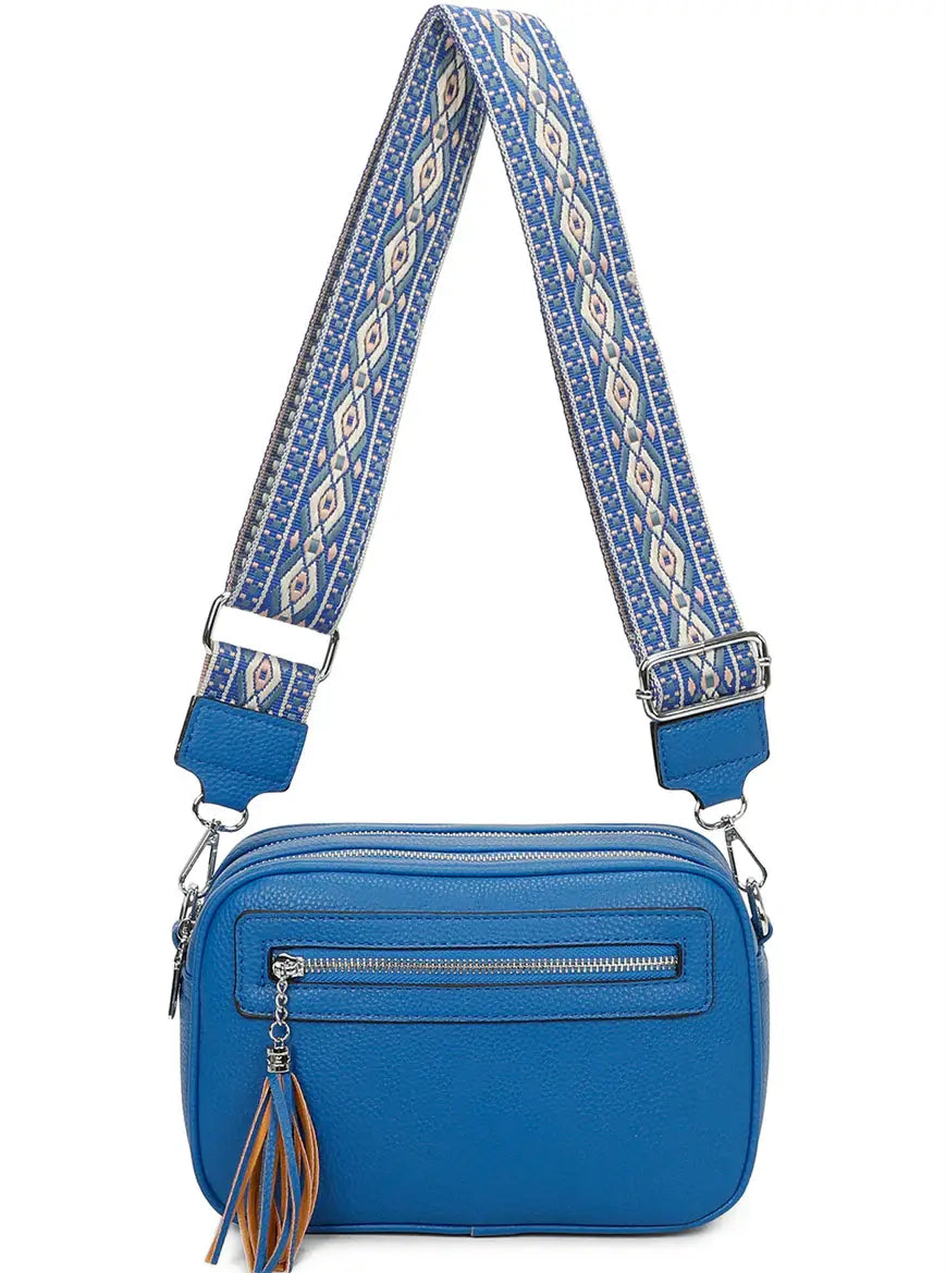 Strathurie - Ladies Fuchsia Crossbody Camera Style Box Bag 2 Zip 0623S