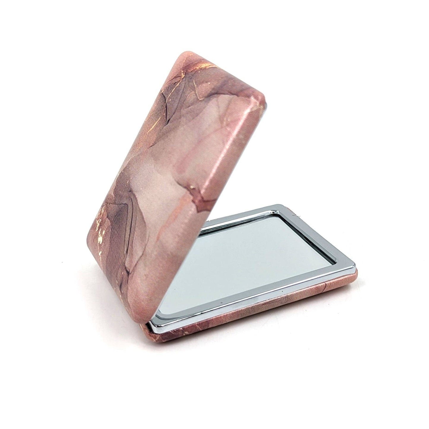 Tempest Designs - Marble effect print rectangular compact mirror: PNK