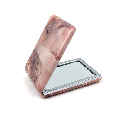 Tempest Designs - Marble effect print rectangular compact mirror: PNK