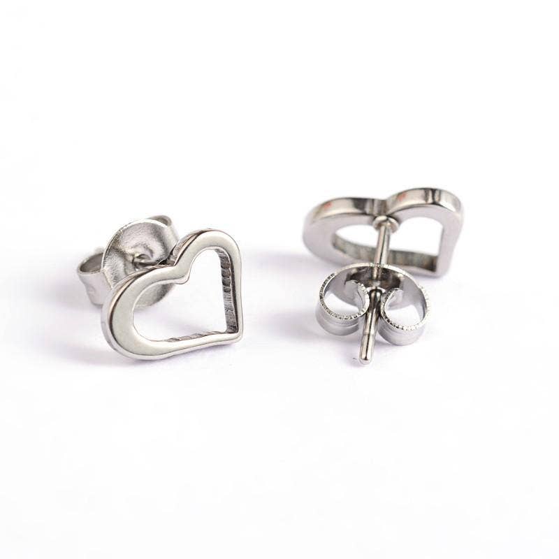 WishStrings - SALE - Silver Open Hearts - Stud Earrings - S081