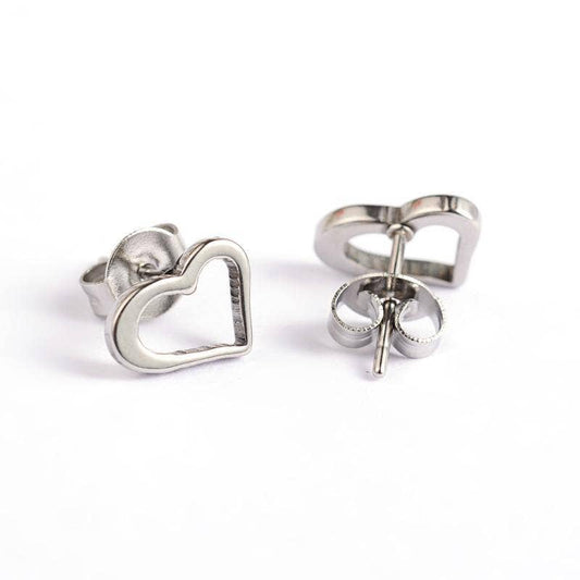 WishStrings - SALE - Silver Open Hearts - Stud Earrings - S081