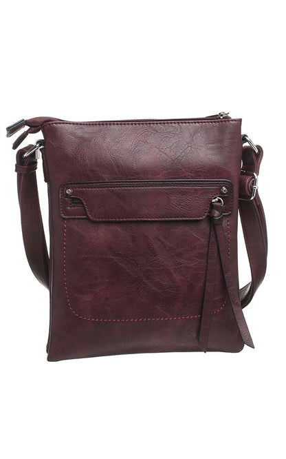 Bessie London - CLASSIC ZIPPER CROSSBODY BAG: RED