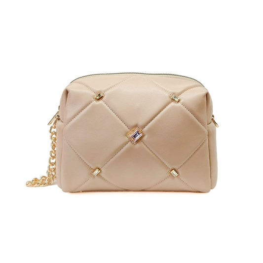 Crossbody with quilted check pattern and diamantes: Clay