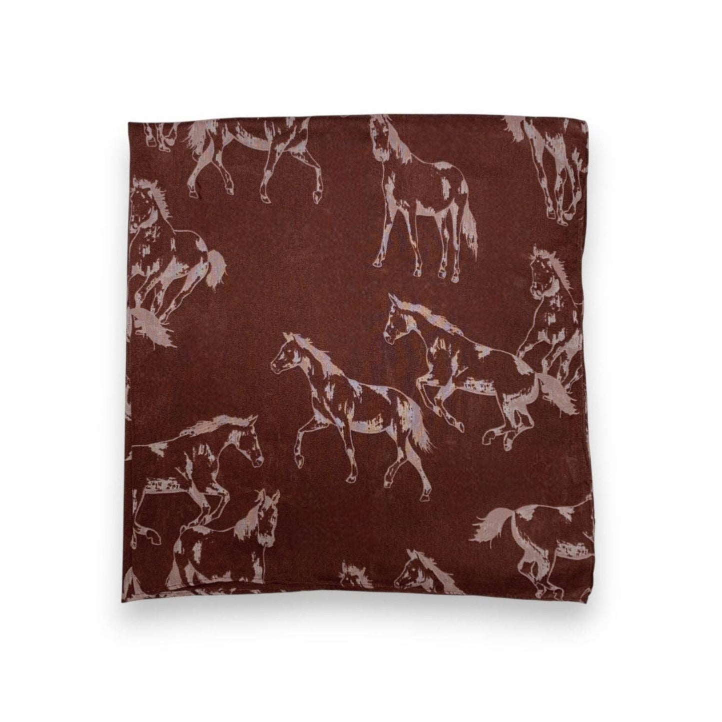 Lili Scarves - Horse Print Cotton Blend Scarf: Burgundy