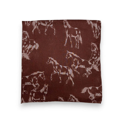 Lili Scarves - Horse Print Cotton Blend Scarf: Burgundy
