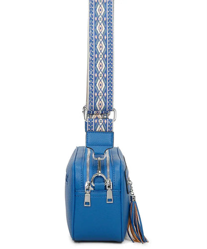 Strathurie - Ladies Fuchsia Crossbody Camera Style Box Bag 2 Zip 0623S