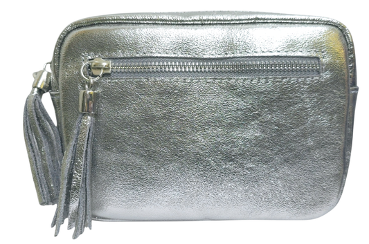 Strathurie - Leather Camera Bag Metallic Silver