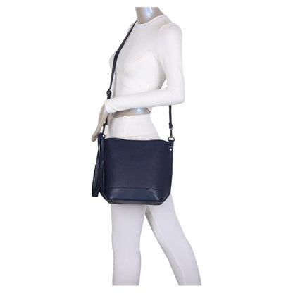 Superbia - Medium Size Classic Shoulder Bag Cross Body Bag with Tassel: Mustard