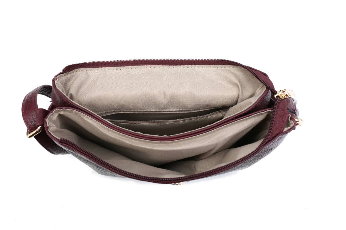 Cross Body Handbag with flap over cover: Black