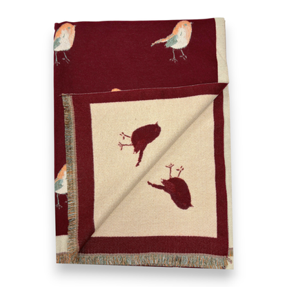Lili Scarves - Robin Reversible Cashmere Blend Embroidered Print Winter Scarf: Burgundy
