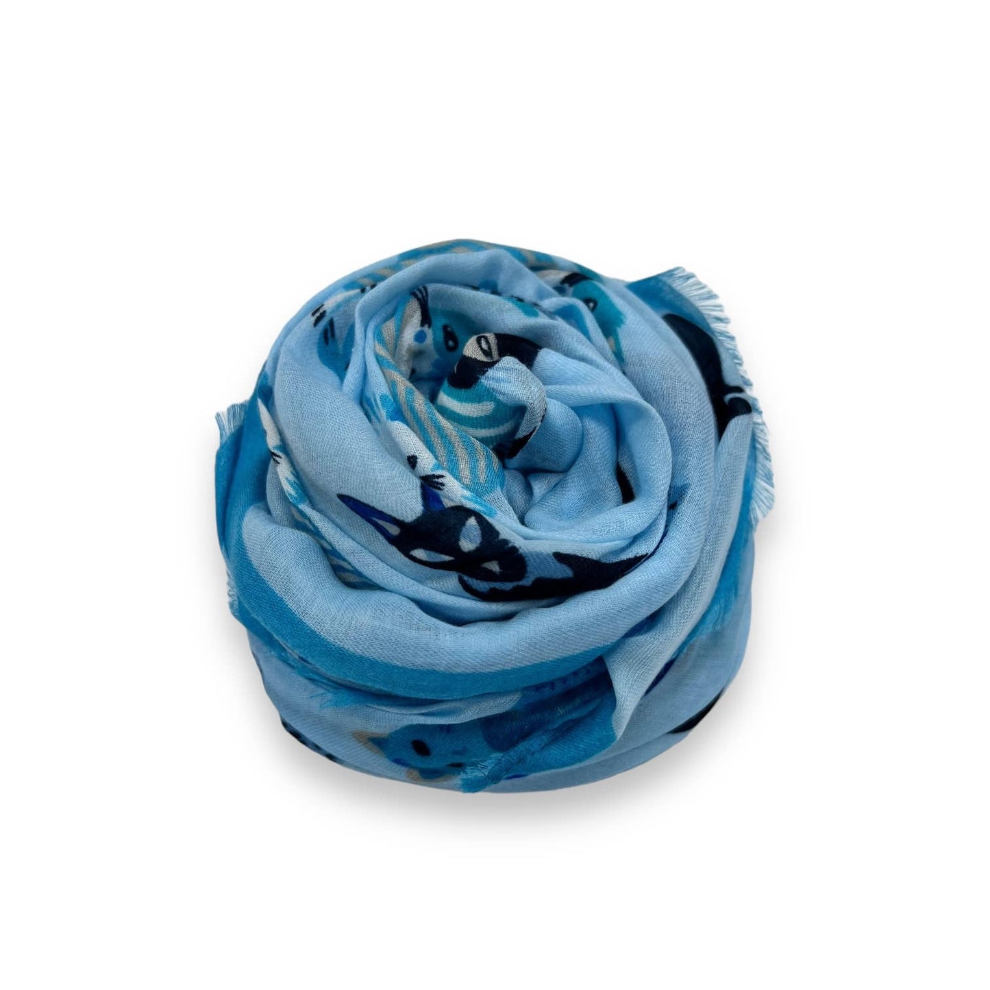 London Scarves - Cats wearing hats print scarf: Blue