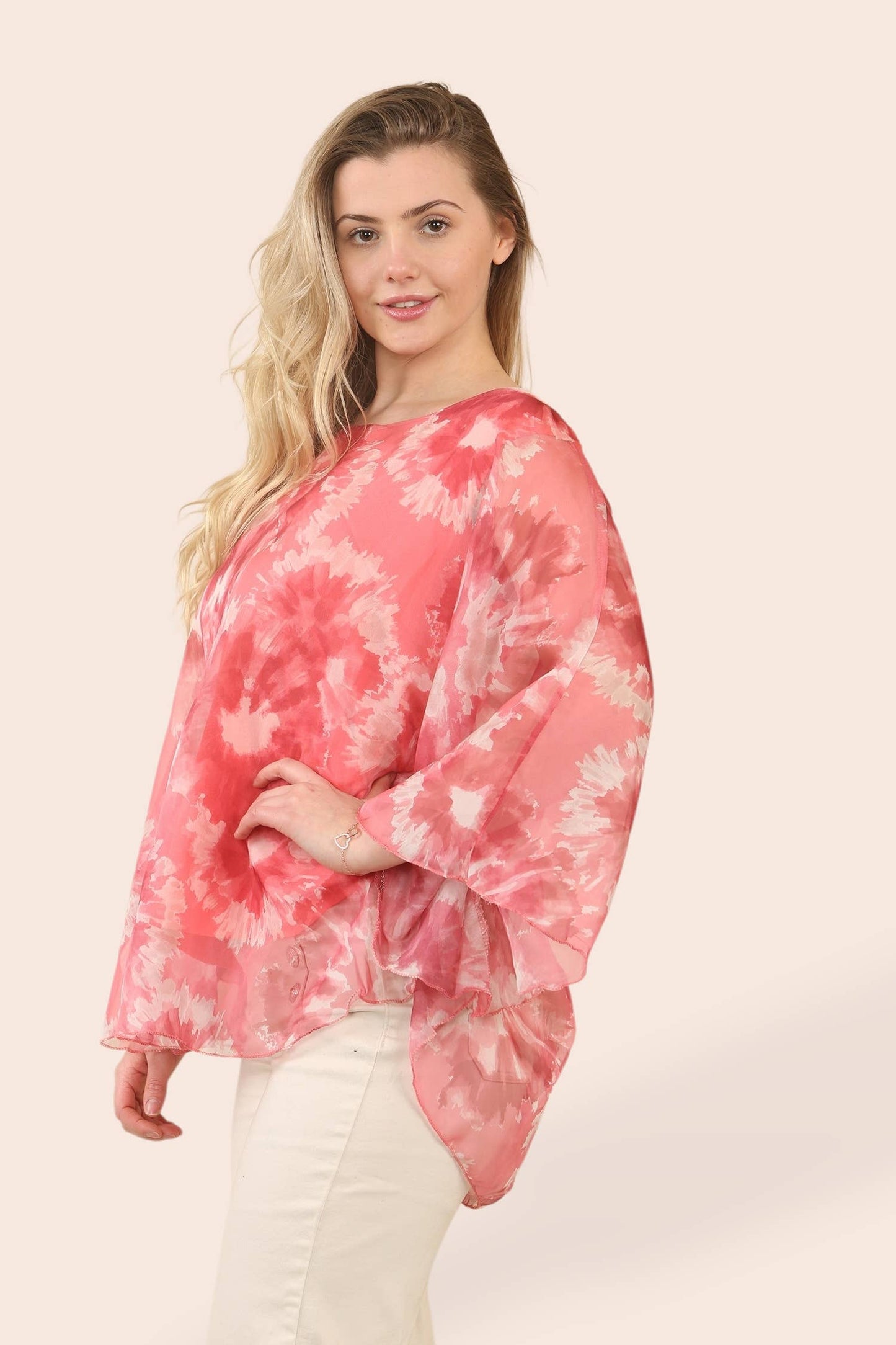 Kurt Muller - Tye Dye Silky Blouse: Sky Blue