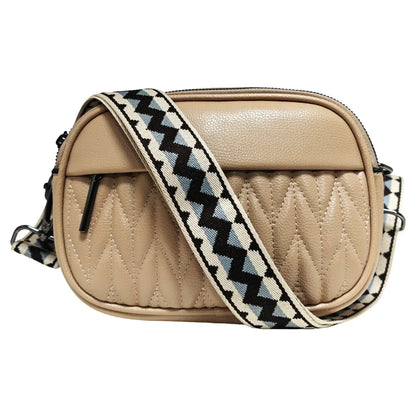 Superbia - Double Zipper Quilted Camera Bag Cross Body Bag Pewter: Teal