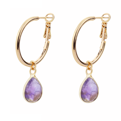D&X Ltd - Venus Semi-Precious Stone Leaver Earrings: Gold & Black Spinel