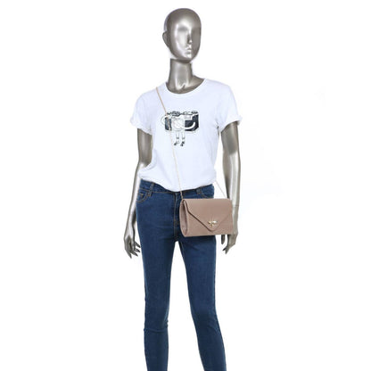 Suede Clutch bag with bee shaped clasp: Ivory