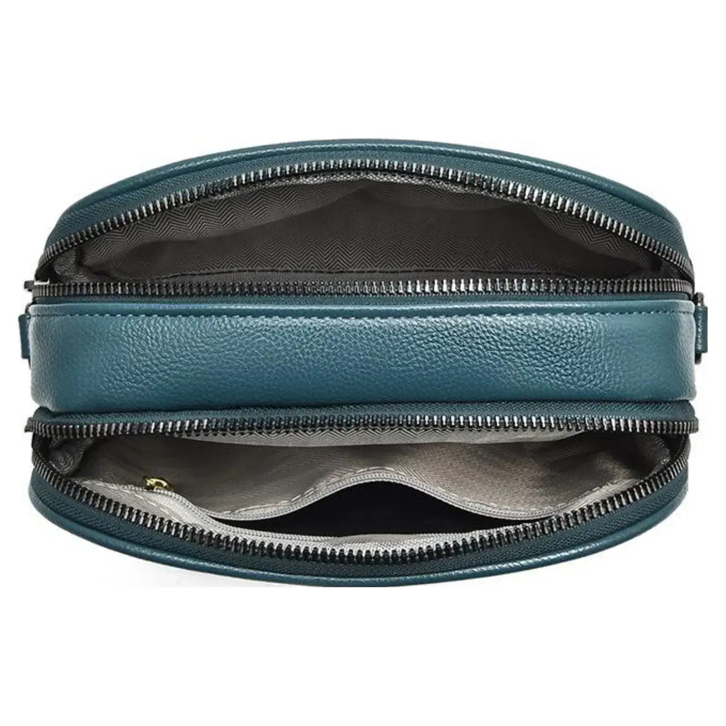 Superbia - Double Zipper Quilted Camera Bag Cross Body Bag Pewter: White