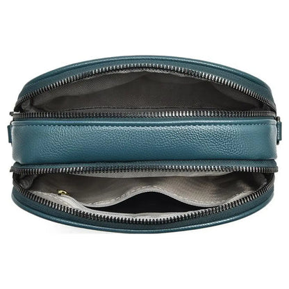 Superbia - Double Zipper Quilted Camera Bag Cross Body Bag Pewter: White