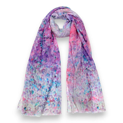 Lili Scarves - Vibrant Mosaic Print Scarf: Blue