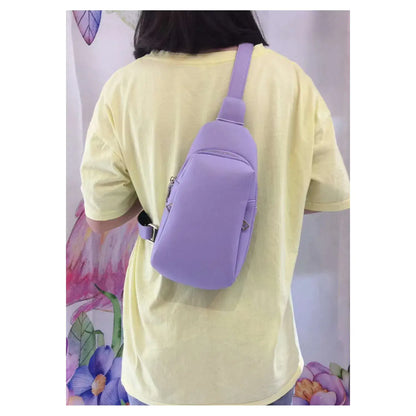 Soft Medium Size 2 Zips Side Pockets Sling Bag Chest Bag: Black