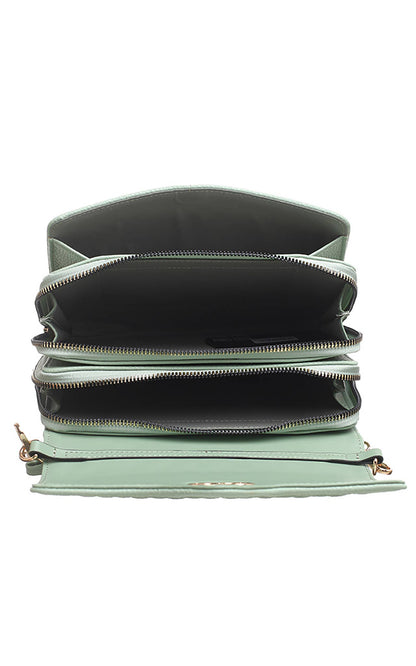 Bessie London - QUILTED FLAP OVER CROSS BODY BAG: Black