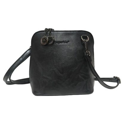 Superbia - Superbia Pewter Hardware Small Box Zip Around Cross Body Bag: Navy