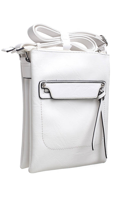 Bessie London - CLASSIC ZIPPER CROSSBODY BAG: GREY