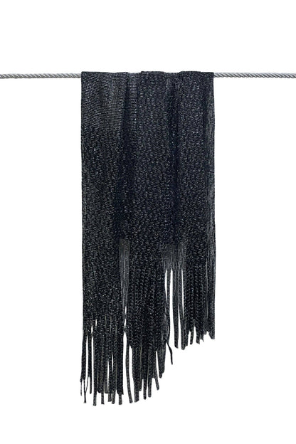 Fashion Scarf World - Summer Mesh Tassel Scarf/ Shawl: Black