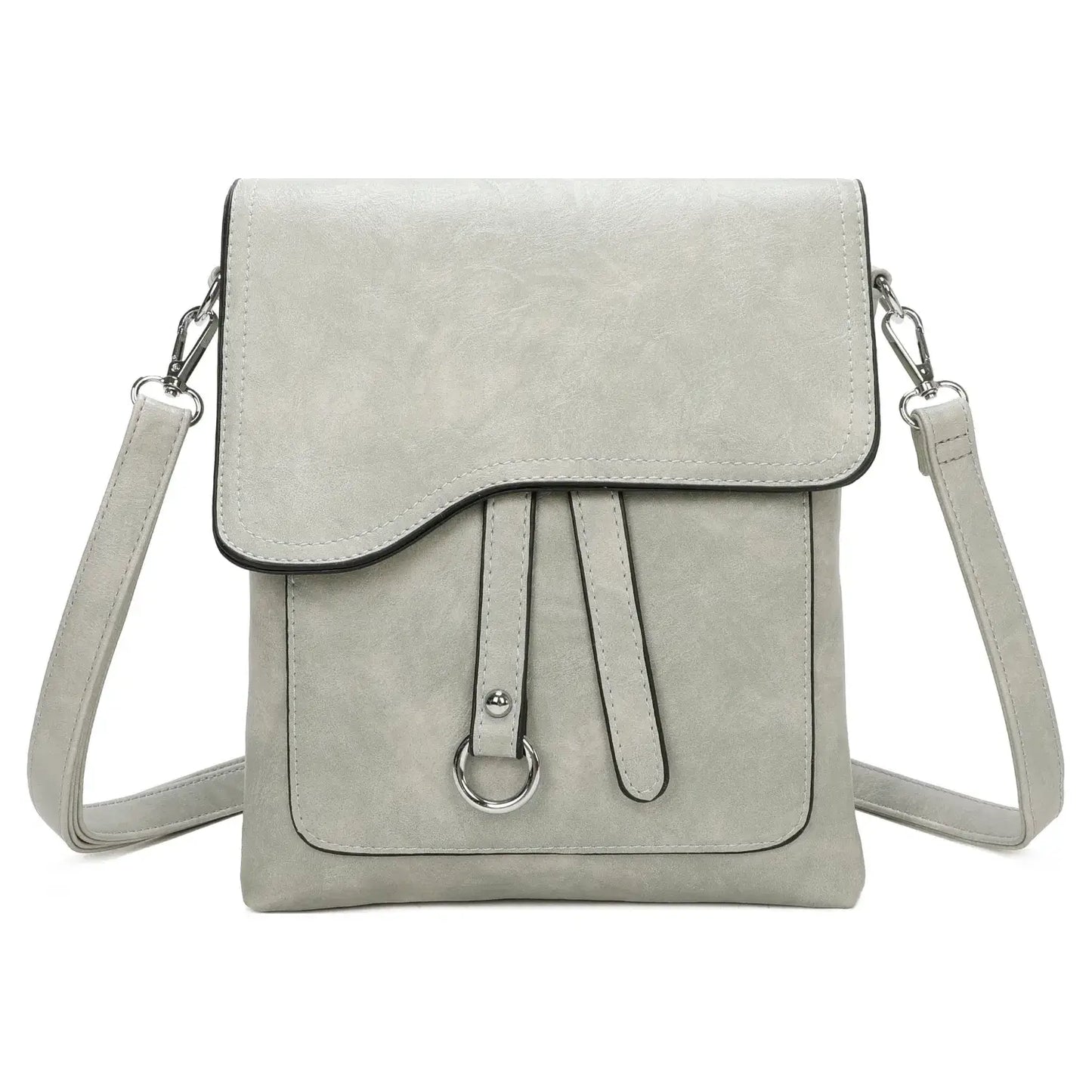 Medium Size 3 Compartment Cross Body  Shoulder Bag: Grey