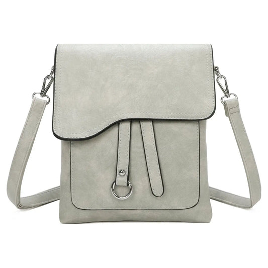 Medium Size 3 Compartment Cross Body  Shoulder Bag: White
