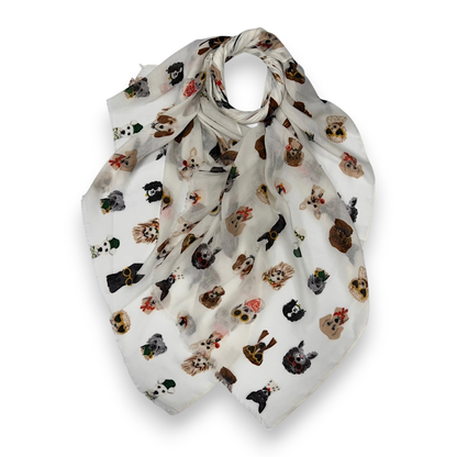 Lili Scarves - Summer Dogs Wearing Accessories Print Scarf: Green