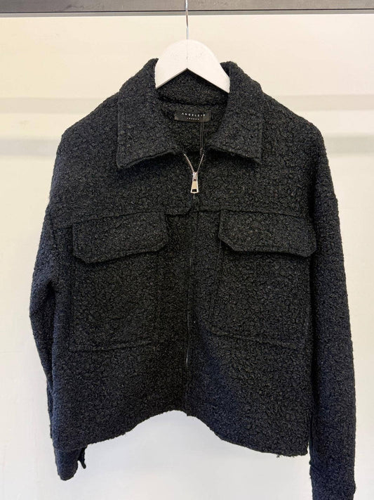 ANGELEYE - Boucle Jacket in Dark Grey with Zip: One Size