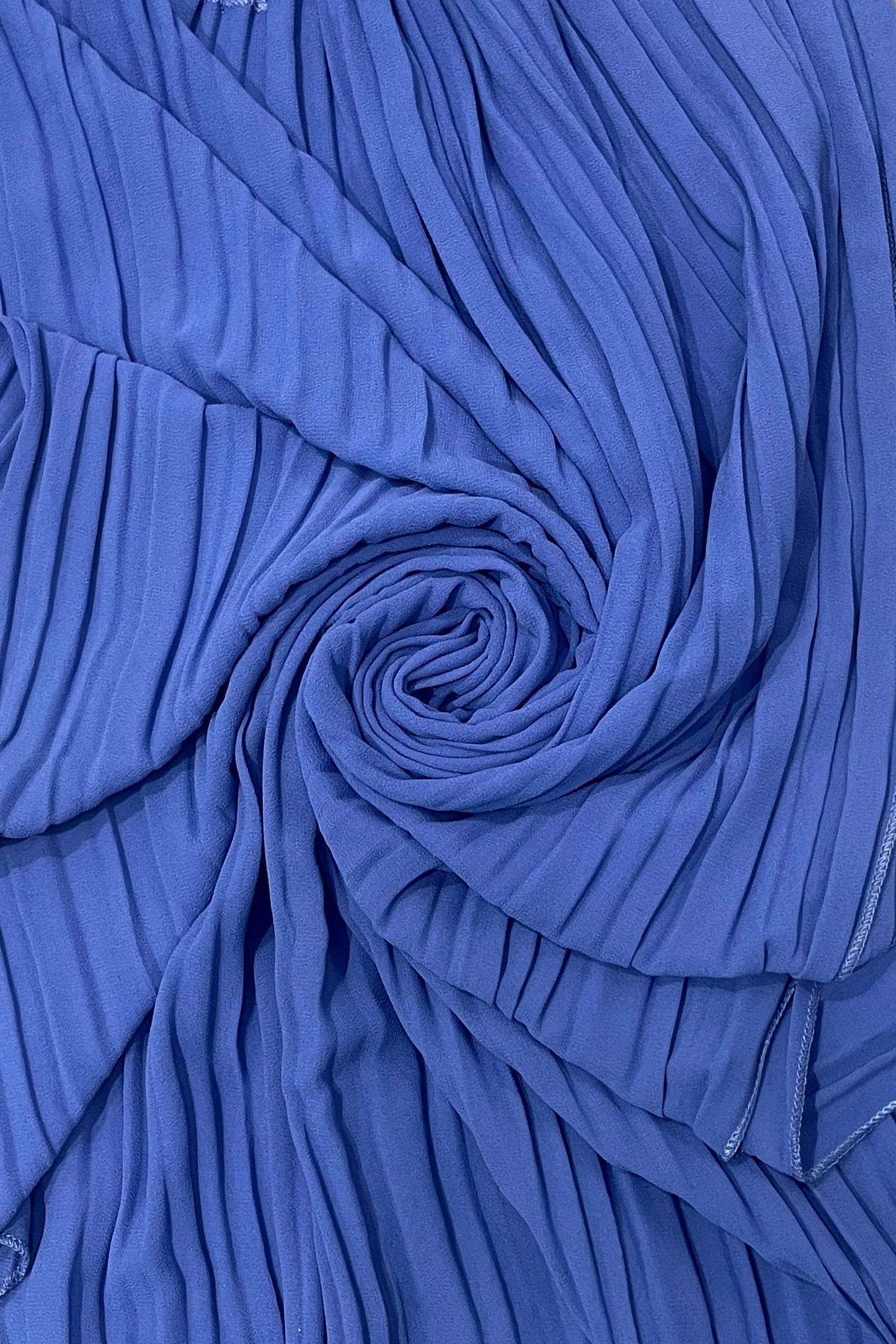 Plain Pleated Chiffon Cover Up: Denim