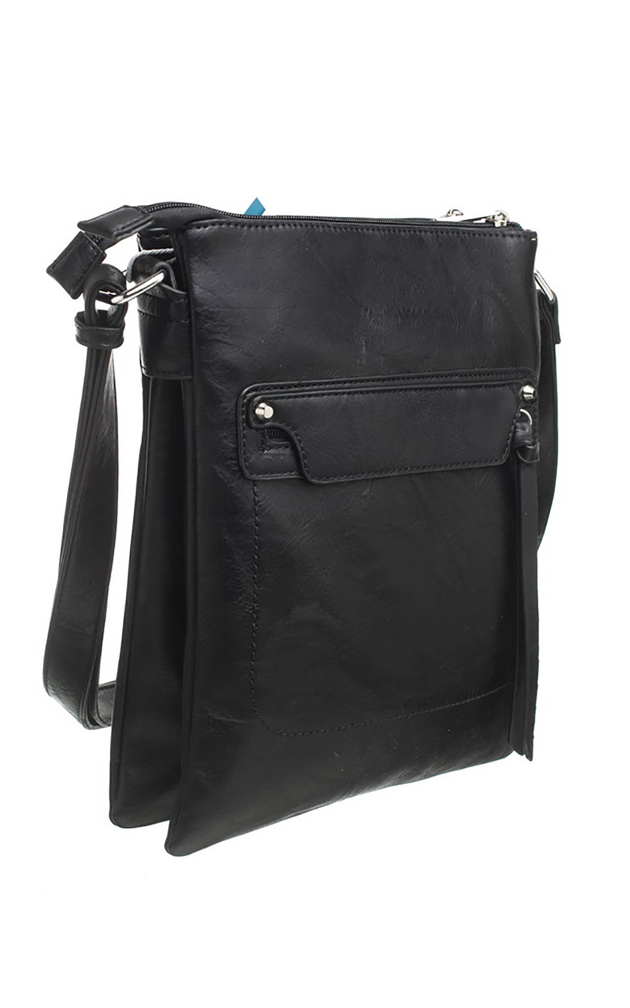 Bessie London - CLASSIC ZIPPER CROSSBODY BAG: BLUE