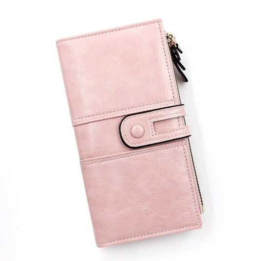 Superbia - Classic Soft 2 Zipper  Long Purse with Gift Box-C113-10: Pink