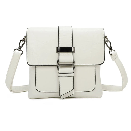 Small Medium Size 3 Compartment Cross Body Bag Shoulder Bag: White