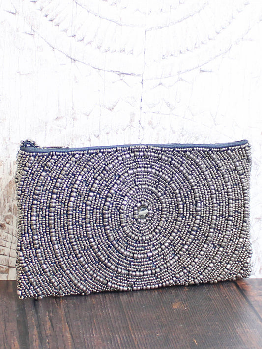 BEADED CLUTCH BAG - CIRCLE DESIGN