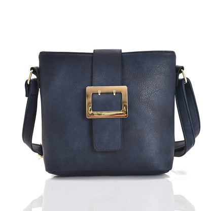 Janella Square Buckle Cross Body Bag: Burgundy