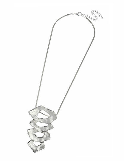 Oceanic Jewellers - Majique London - Sleek Serpent Chain Necklace With Abstract Oval Pendant: 3 Tone