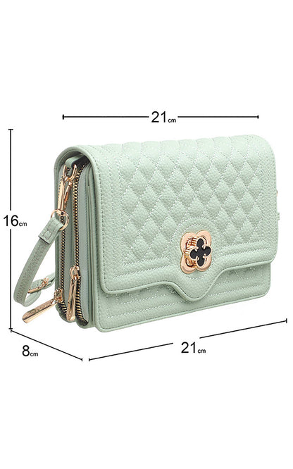 Bessie London - QUILTED FLAP OVER CROSS BODY BAG: Black