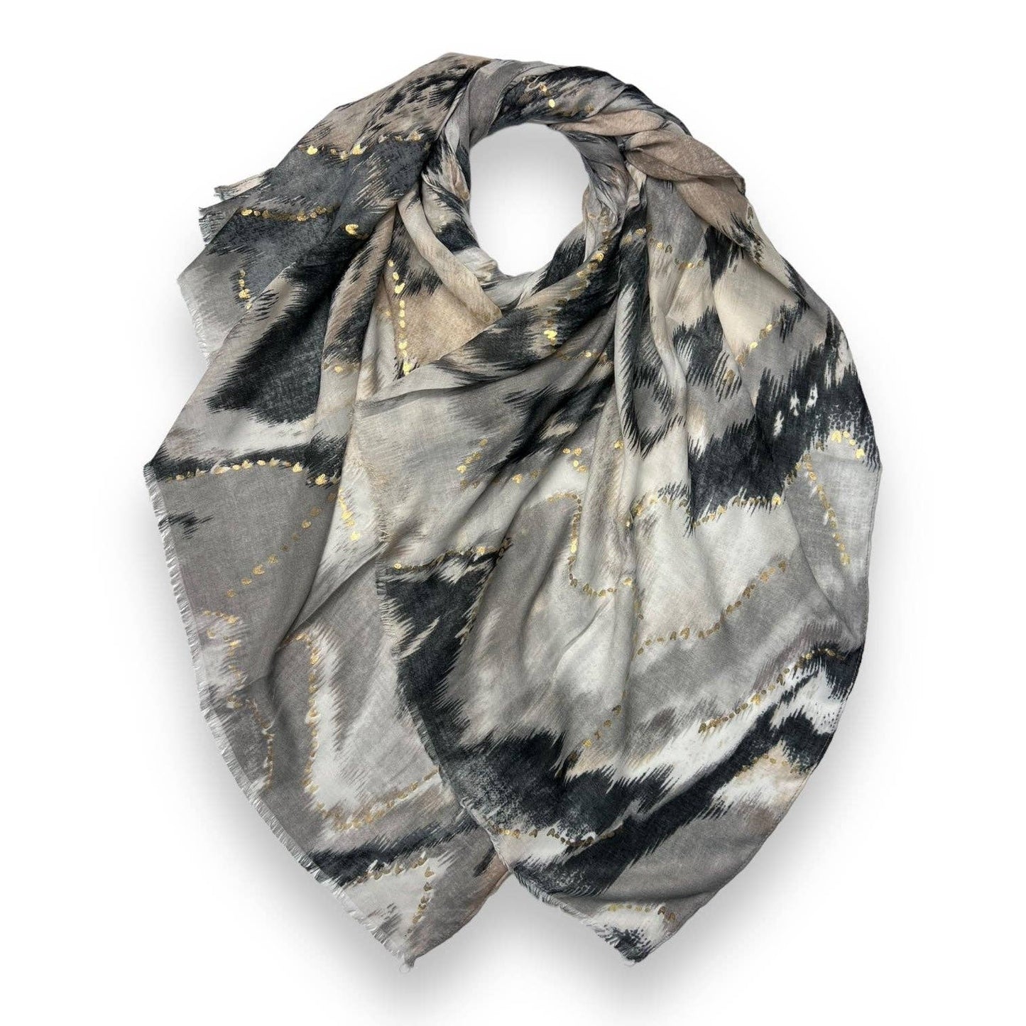 Lili Scarves - Colourful Wave Scarf Finished with Fringes: Purple